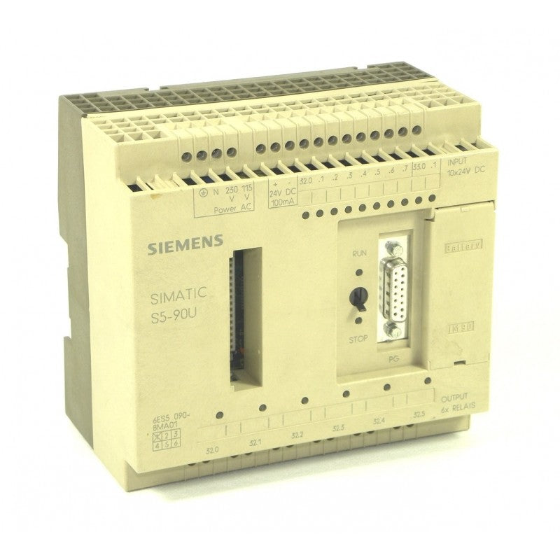 Industrial SIMATIC S5, Compact unit S5-90U with enclosed battery 10DE 24V, 6 relay outputs MAINS VOLTAGE CONNECTION 115/230 V